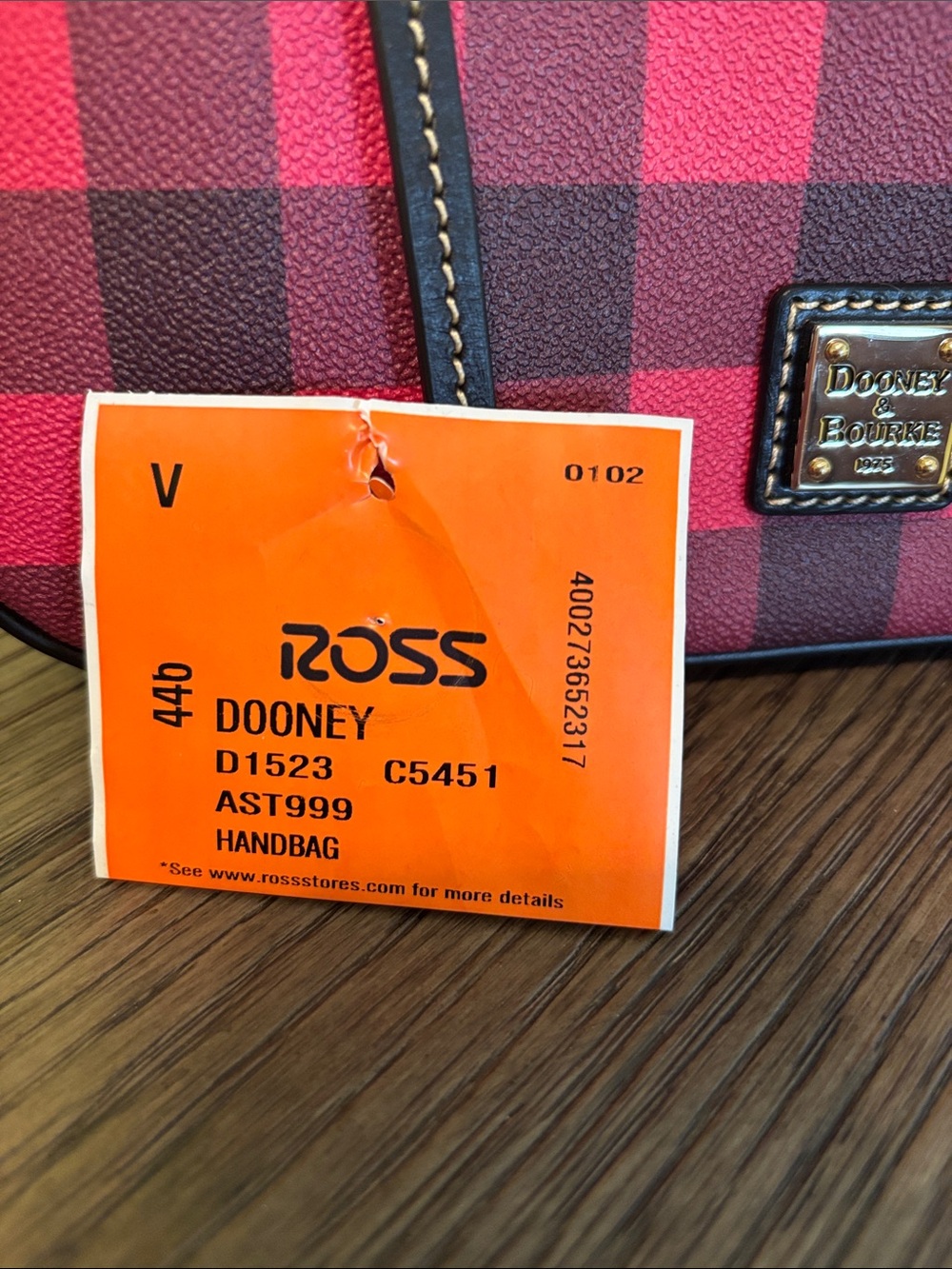 Dooney & Bourke Red and Black Plaid Shoulder Bag - Picture 5 of 6